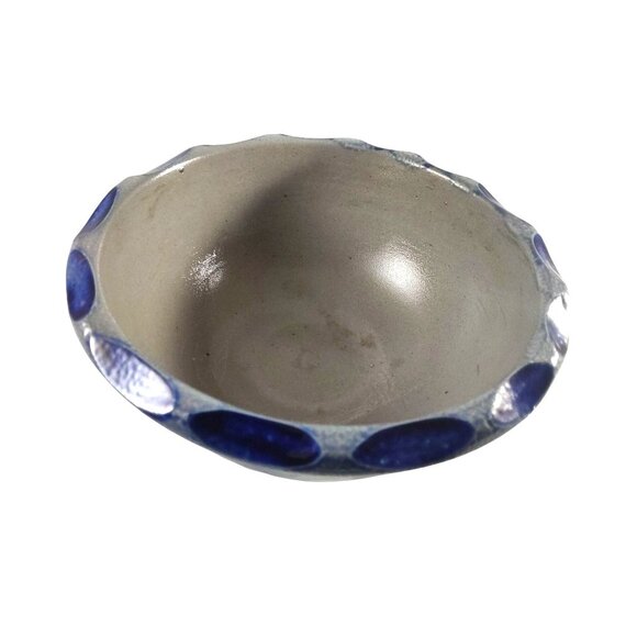 Salt Water Glaze 6.5x3.5 Inch Gray/Blue Hand Crafted Stoneware Bowl - Picture 2 of 7
